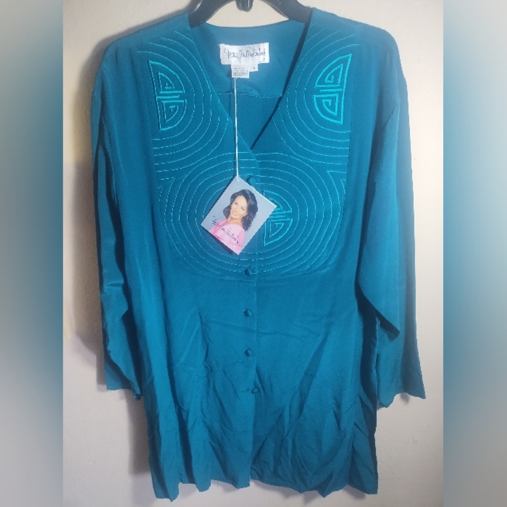 Vintage Diane Von Furstenburg Top Silk Asian Artsy Oversize Comfy Fit Tunic